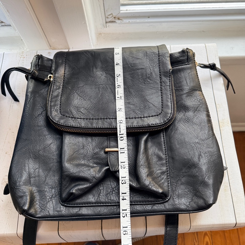 Urban Expressions | Black Vegan Leather Backpack - Picture 9 of 12